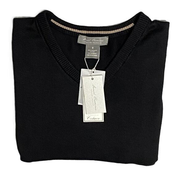 Daniel Cremieux Sweater Men's Small V-Neck Supima Cashmere Blend Black NEW - Picture 1 of 11